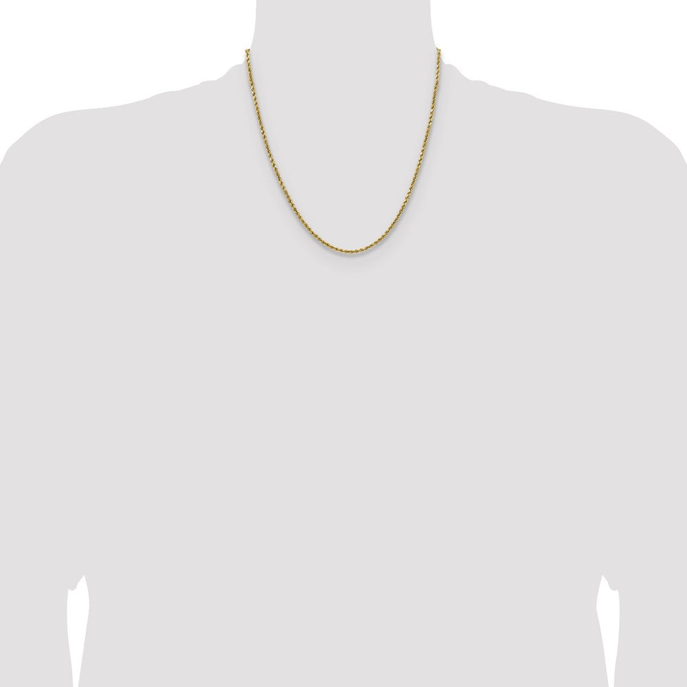 14K 20 inch 2.5mm Semi Solid Diamond-cut Rope with Lobster Clasp Chain