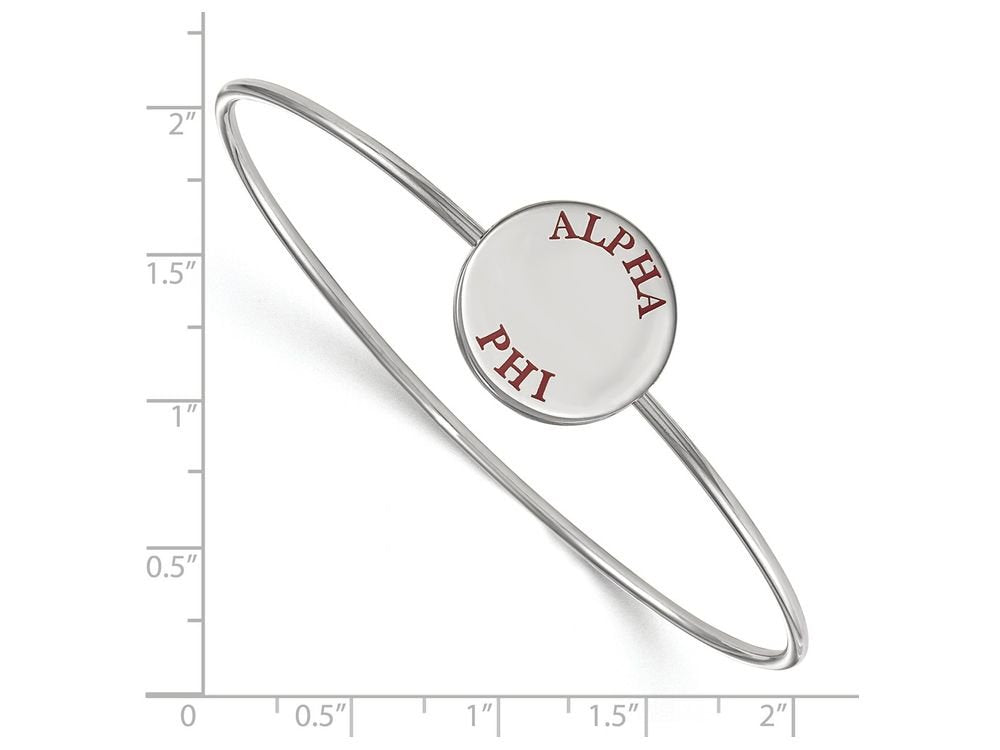 Sterling Silver Official Licensed Greek Sororities 7in Alpha Phi (??) Enameled Slip-on Bangle