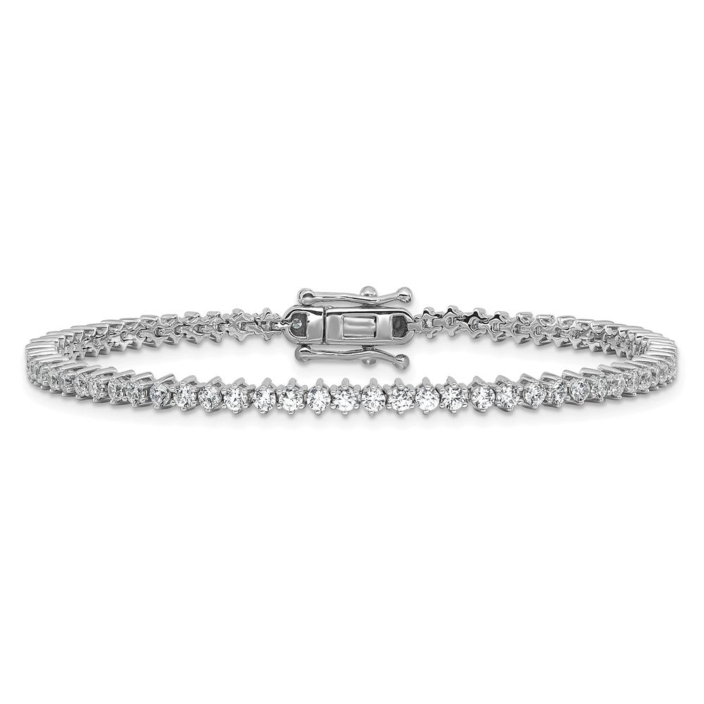 Cheryl M Sterling Silver Rhodium-plated Polished CZ Tennis Bracelet 7.25 inches
