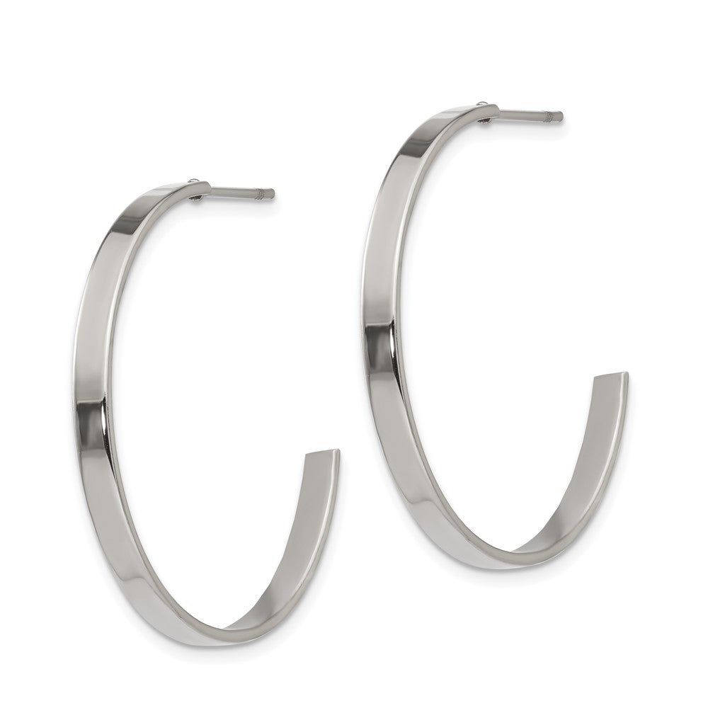 Stainless Steel Polished 33mm Diameter J Hoop Post Earrings