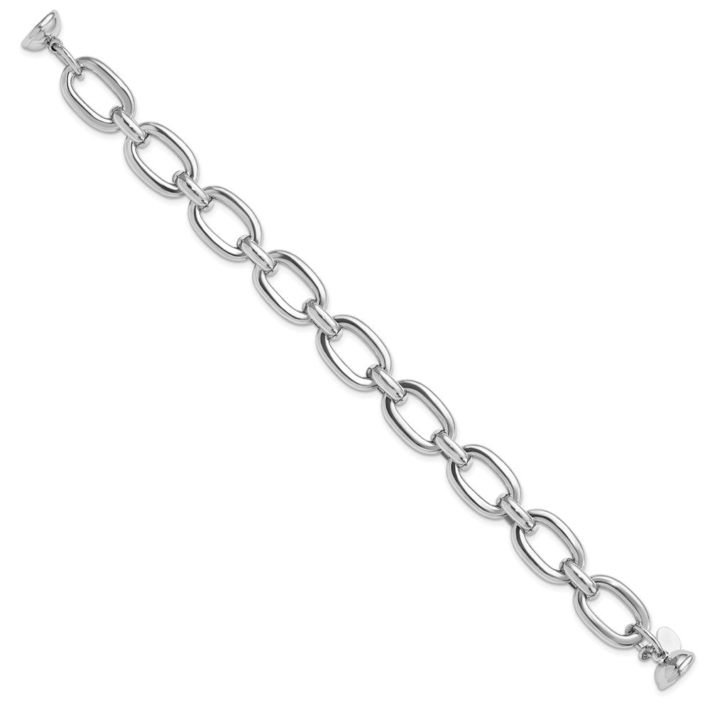 Sterling Silver Rhodium-plated Polished Fancy Link Bracelet 8  inches