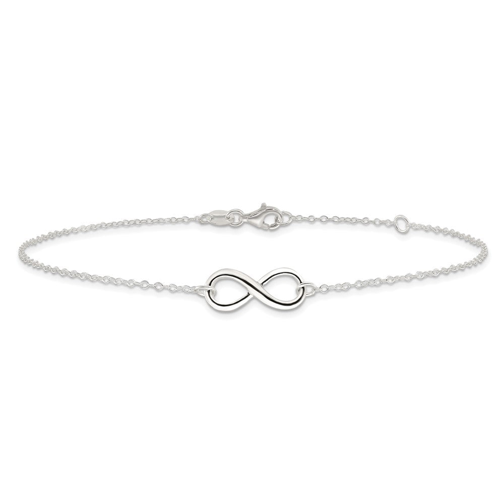 Sterling Silver Polished 9in Plus 1in. Ext. Infinity Symbol Anklet 9 inches