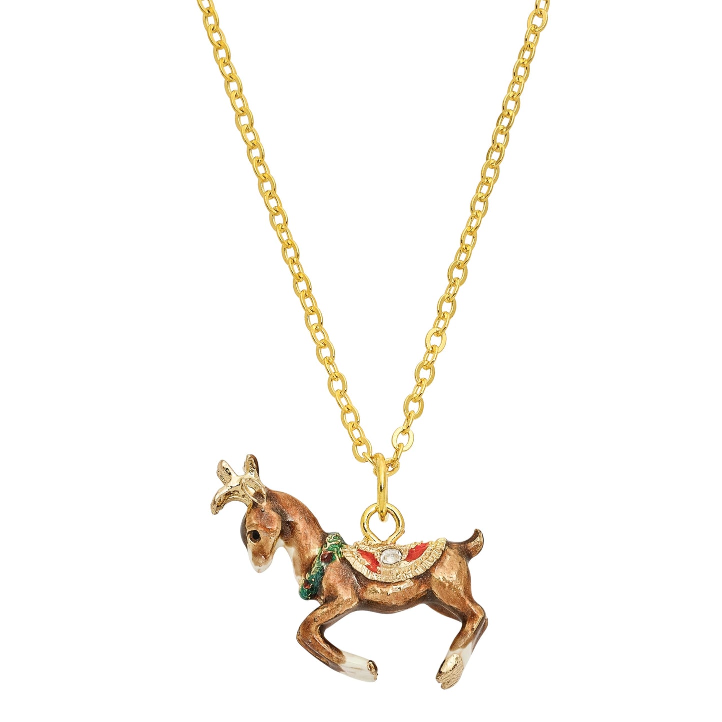 Multicolor Pewter, Swarovksi Crystals, Enamel Reindeer Trinket Box