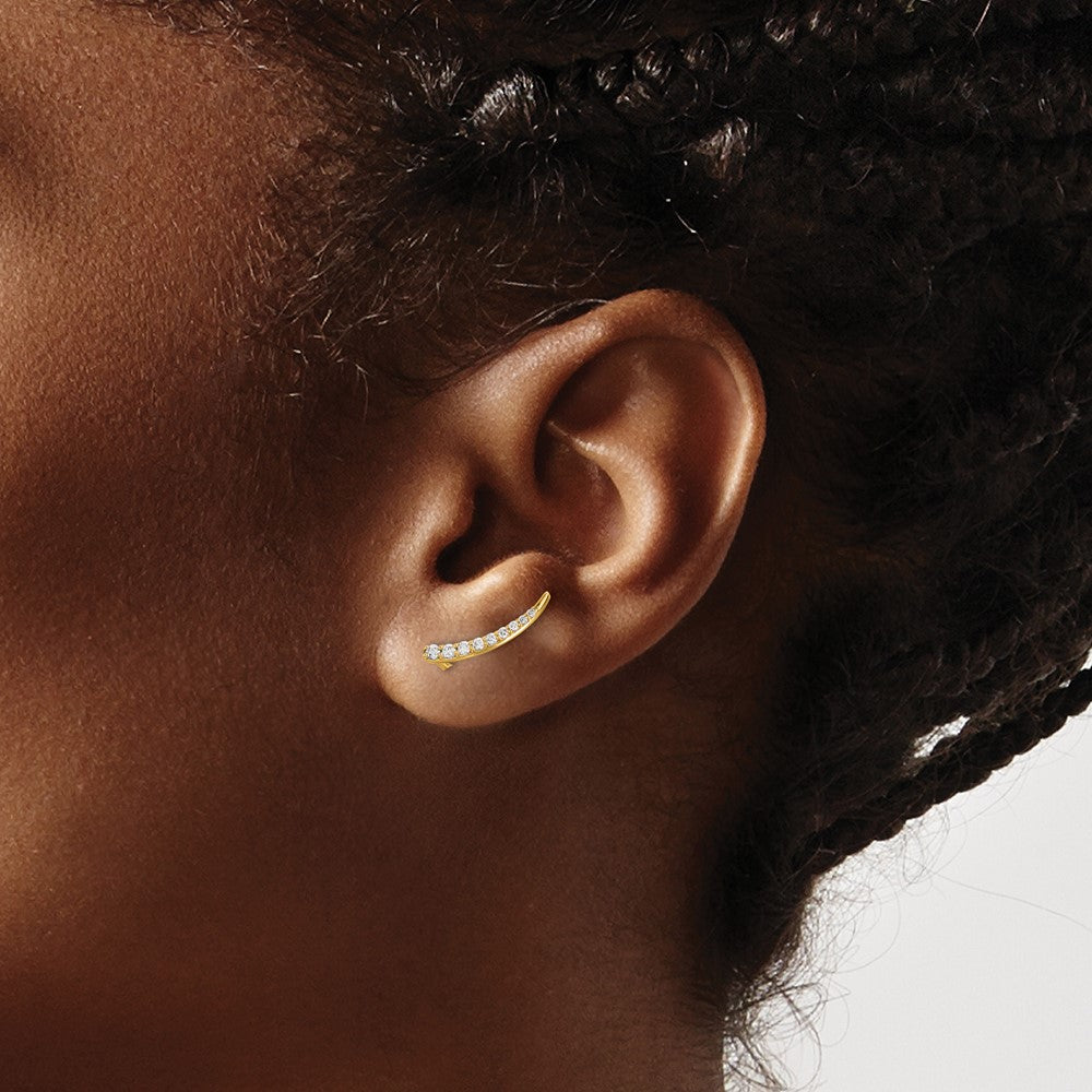14k Diamond Ear Climber Earrings