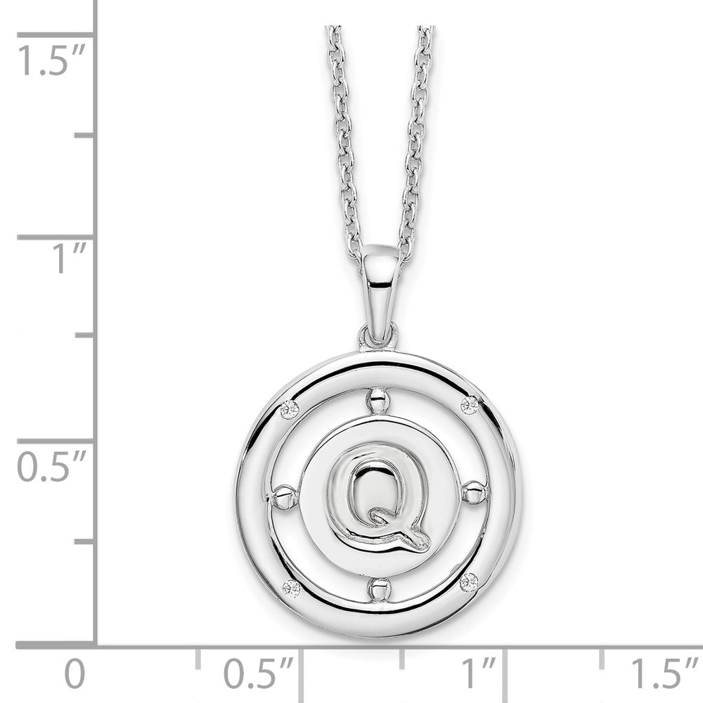 White Ice Sterling Silver Rhodium-plated 18 Inch Diamond Letter Q Initial Necklace with 2 Inch Extender 18 Inches