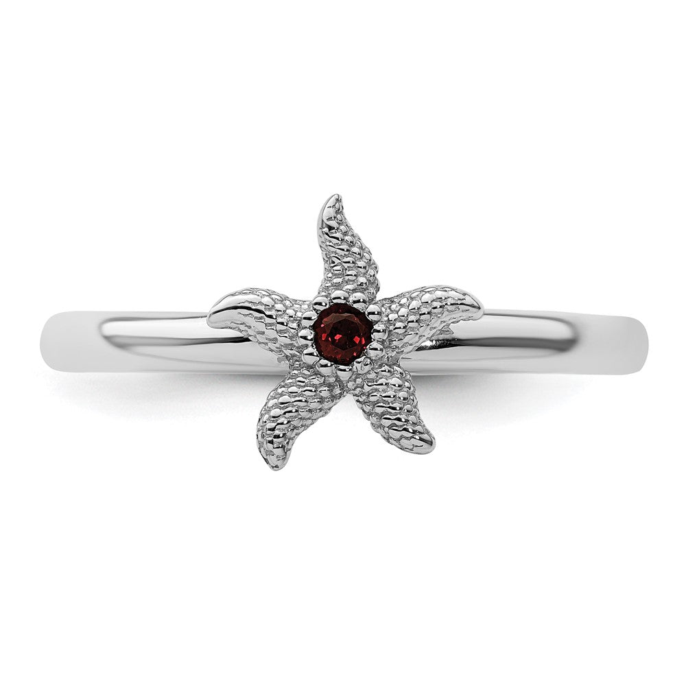 Sterling Silver Stackable Expressions Garnet Starfish Ring Size -10