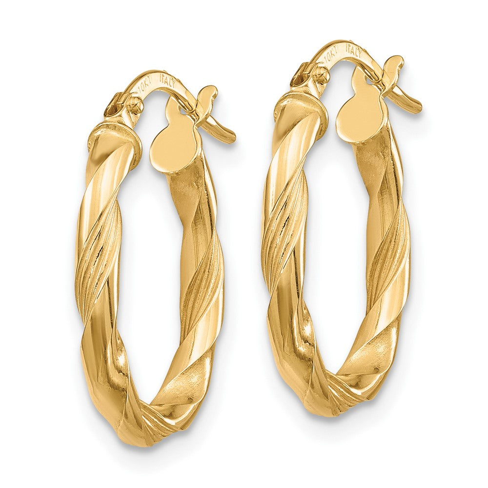 10K Polished and Textured Hoop Earrings