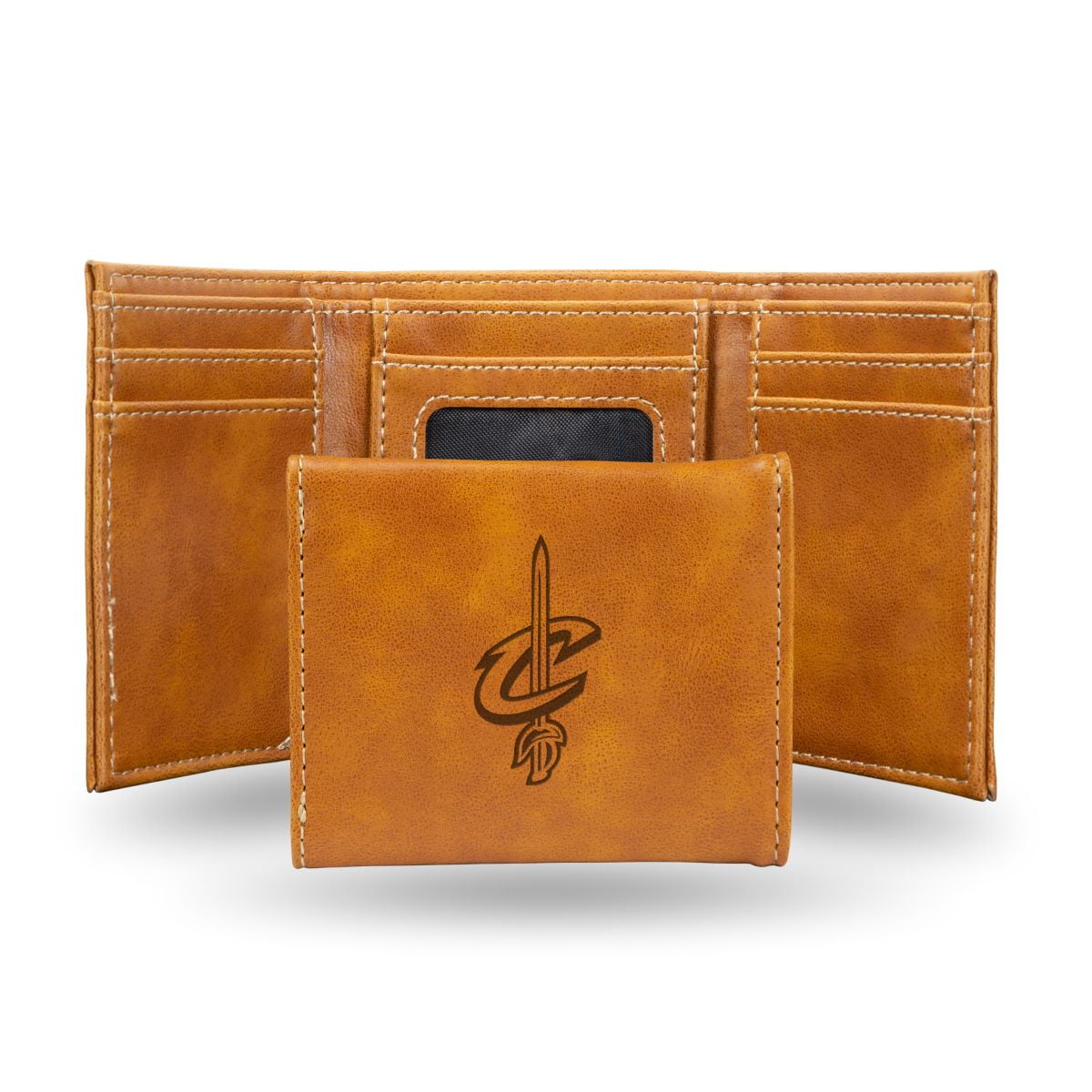 Cleveland NBA Cavaliers Laser Engraved Brown Trifold Wallet