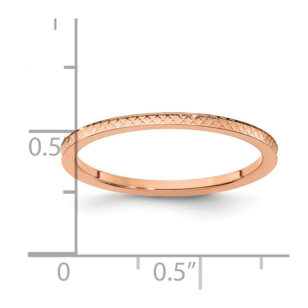 10K Rose Gold 1.2mm Criss-Cross Pattern Stackable Band Size 5