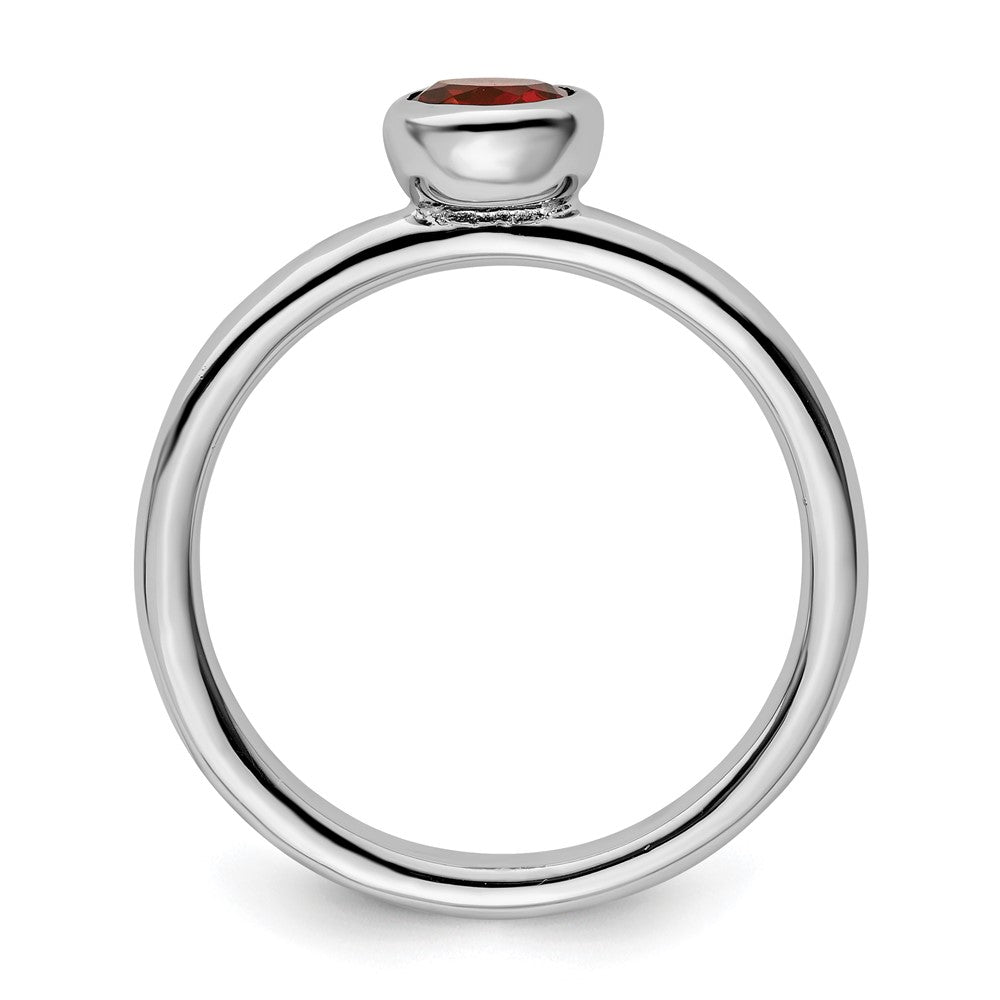 Sterling Silver Stackable Expressions Low 5mm Round Garnet Ring Size -10