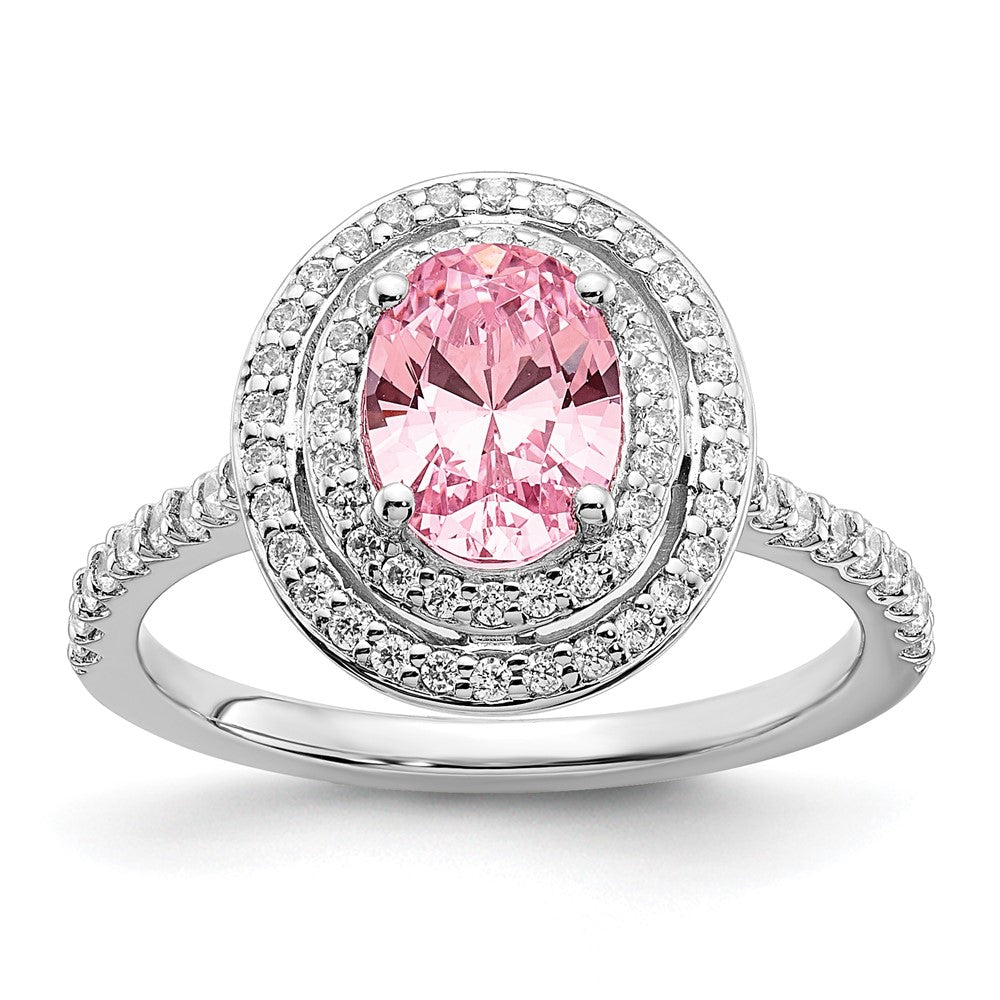 Sterling Silver Pink and White CZ Ring