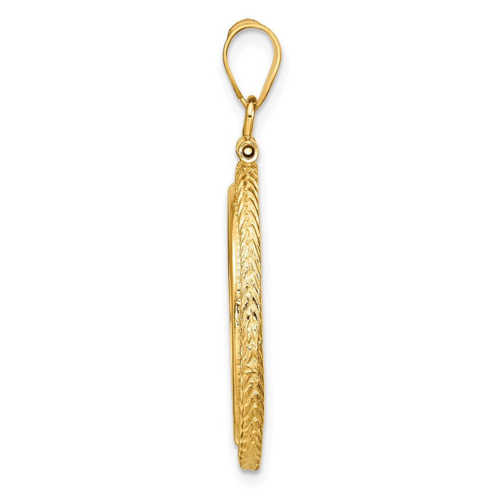 Wideband Distinguished Coin Jewelry 14k Polished Foxtail Chain 21.6mm x 1.7mm Screw Top Coin Bezel Pendant
