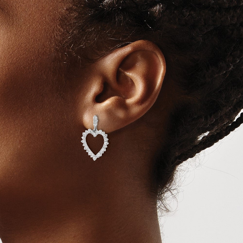 14K White Gold 1 Carat Lab Grown Diamond VS/SI+ G+ Complete Dangle Heart Post Earrings