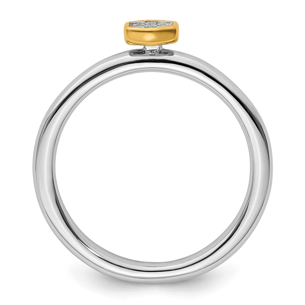 Sterling Silver Stackable Expressions Gold-Plated Diamond Ring Size -7
