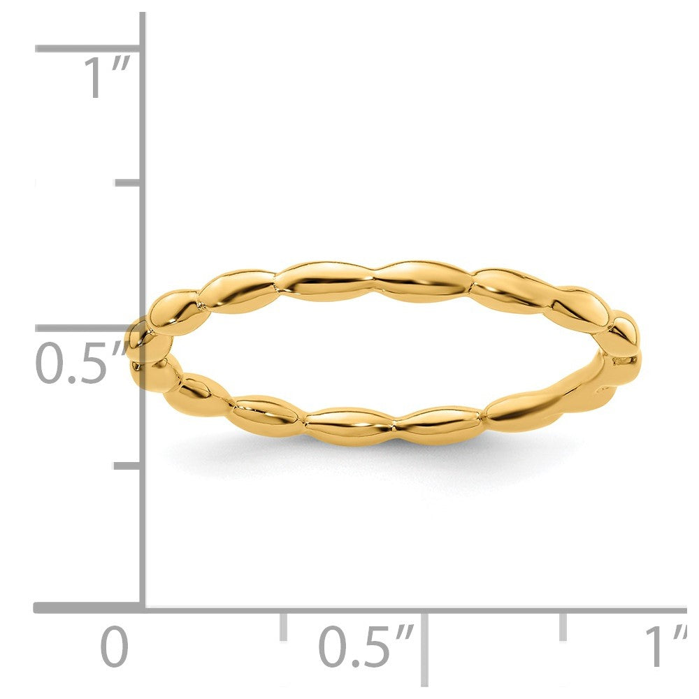 Sterling Silver Stackable Expressions Gold-plated Rice Bead Ring Size -7