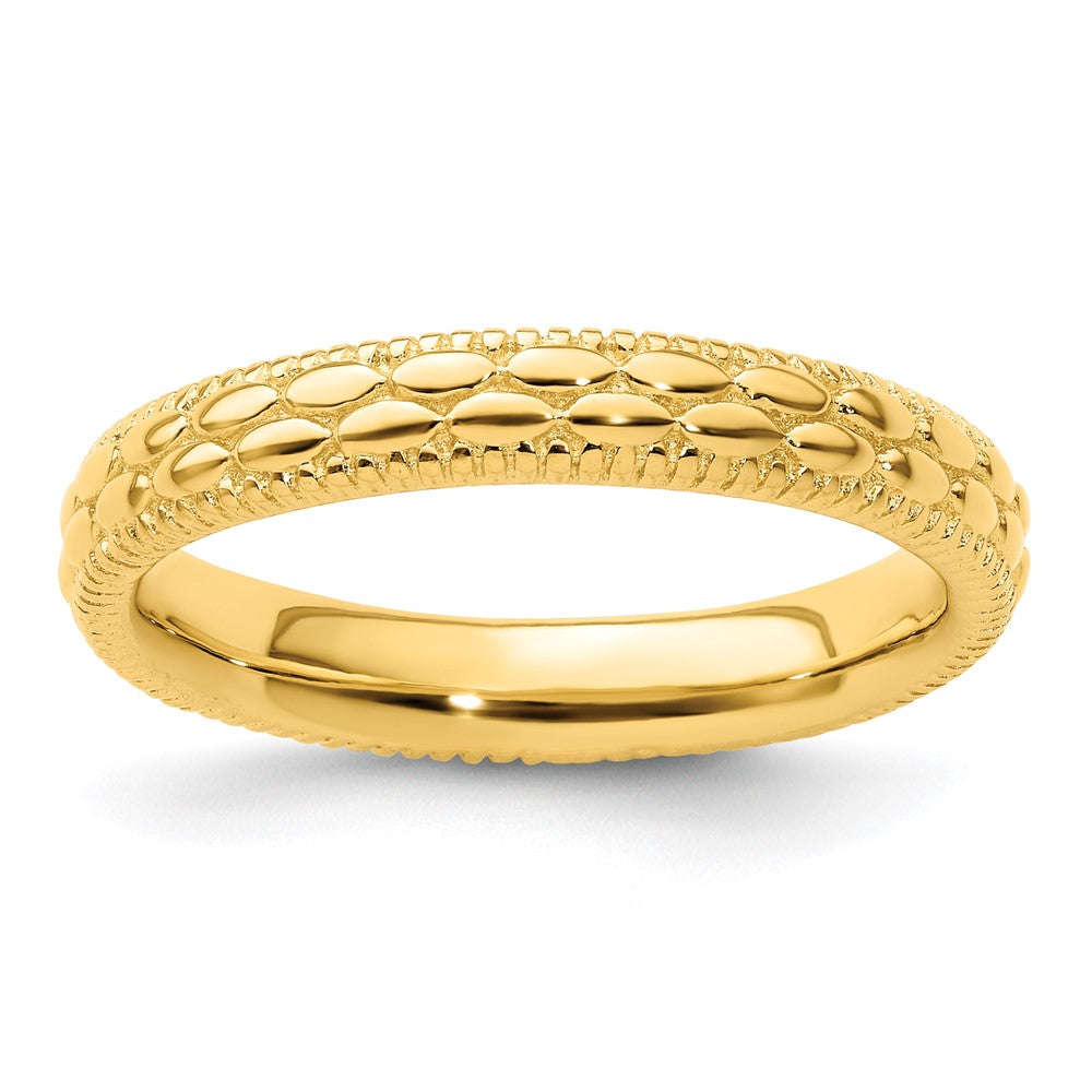 Sterling Silver Stackable Expressions Gold-plated Patterned Ring Size -8