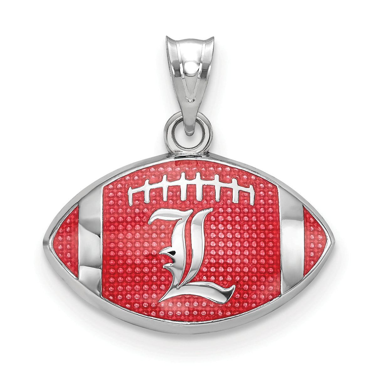 Women's Louisville Cardinals Sterling Silver Enameled Football Logo Pendant