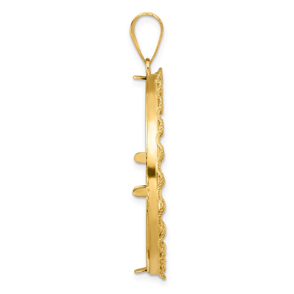 14k Diamond Cut Rope with 32.0mm Prong Coin Bezel Pendant