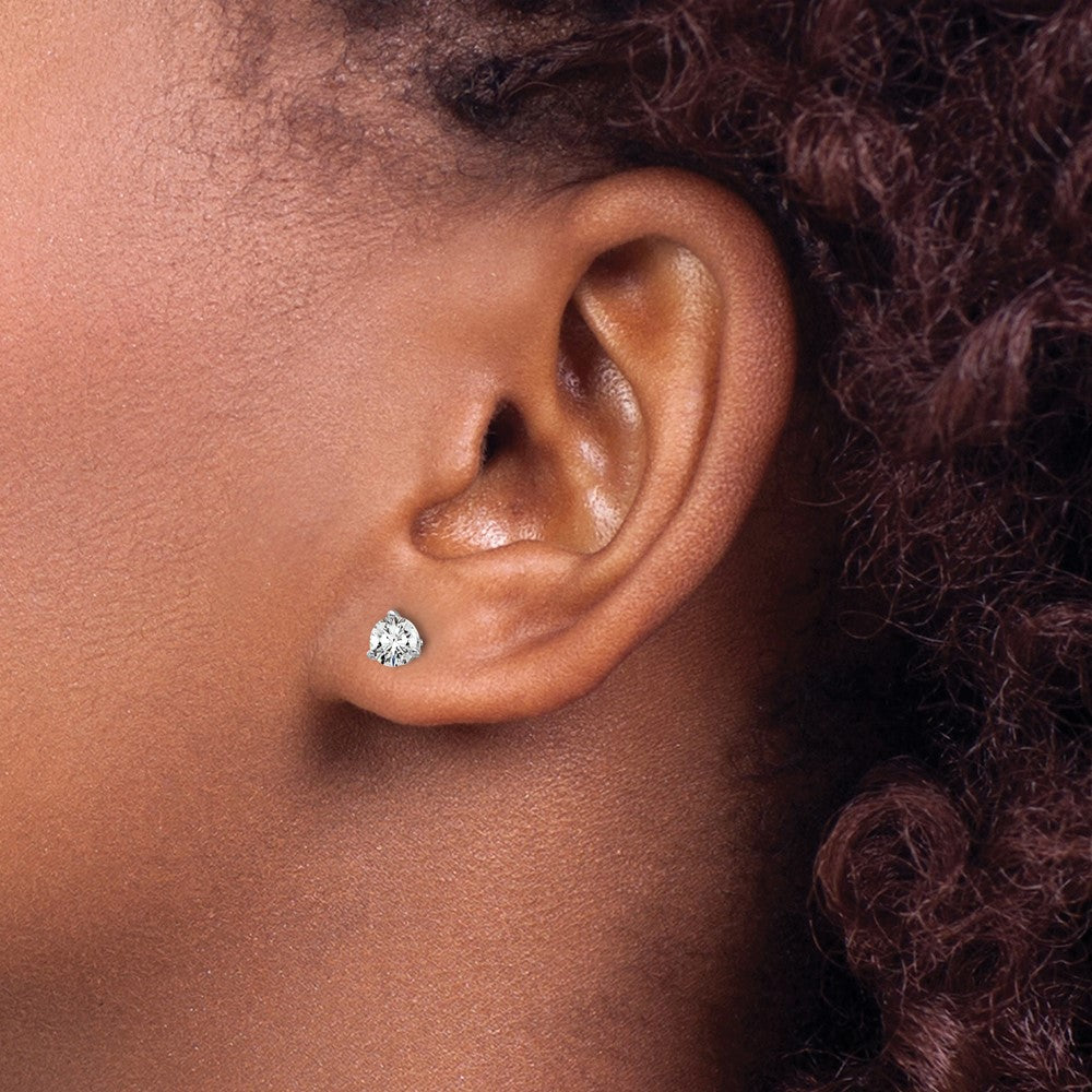 14k White Gold 2/3 ctw Lab Grown Diamond VS+ F+ Round 3 Prong Heavy Wt. Screwback Stud Earrings
