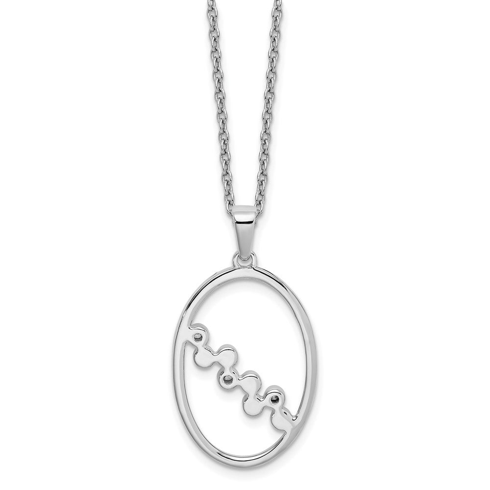 White Ice Sterling Silver Rhodium-plated 18 Inch Diamond Open Oval Necklace with 2 Inch Extender 18 Inches