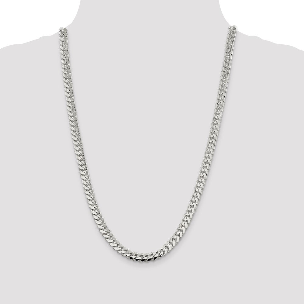 Sterling Silver 7.0mm Polished Domed Curb Chain 26 Inches
