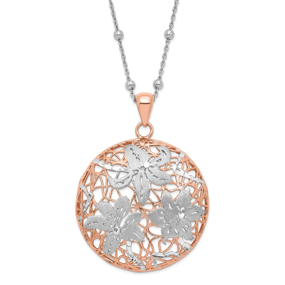 Sterling Silver Rose-tone 18k Flash-plated w/ 2in ext Necklace