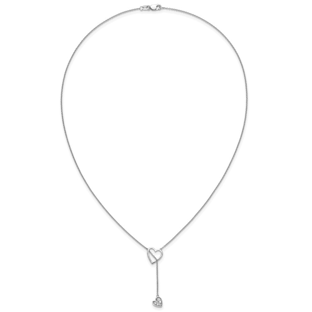 14k White Gold Diamond Heart w/dangle 18 inch Necklace