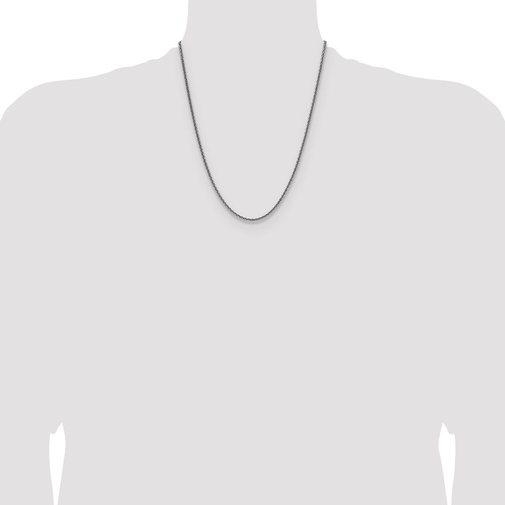 Sterling Silver Rhodium-plated 2.5mm Diamond-cut Square Spiga Chain