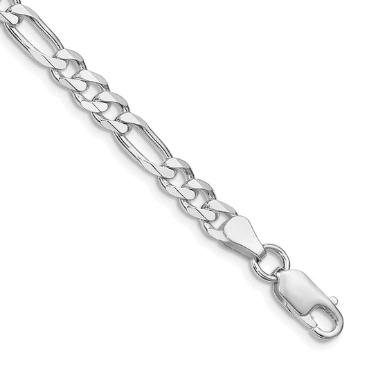 Sterling Silver Rhodium-plated 5.25mm Figaro Chain 9 inches