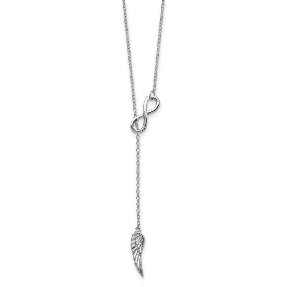 Sterling Silver RH-plated Open Infinity/Wing w/2in ext Necklace 16.5 Inches
