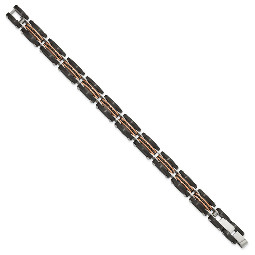 Stainless Steel Brushed/Polished Rose/Black IP Reversible w/.5in ext. Brace 7.25 inches
