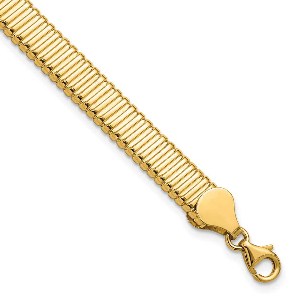 14K Polished Ridged Bracelet 7.5  inches