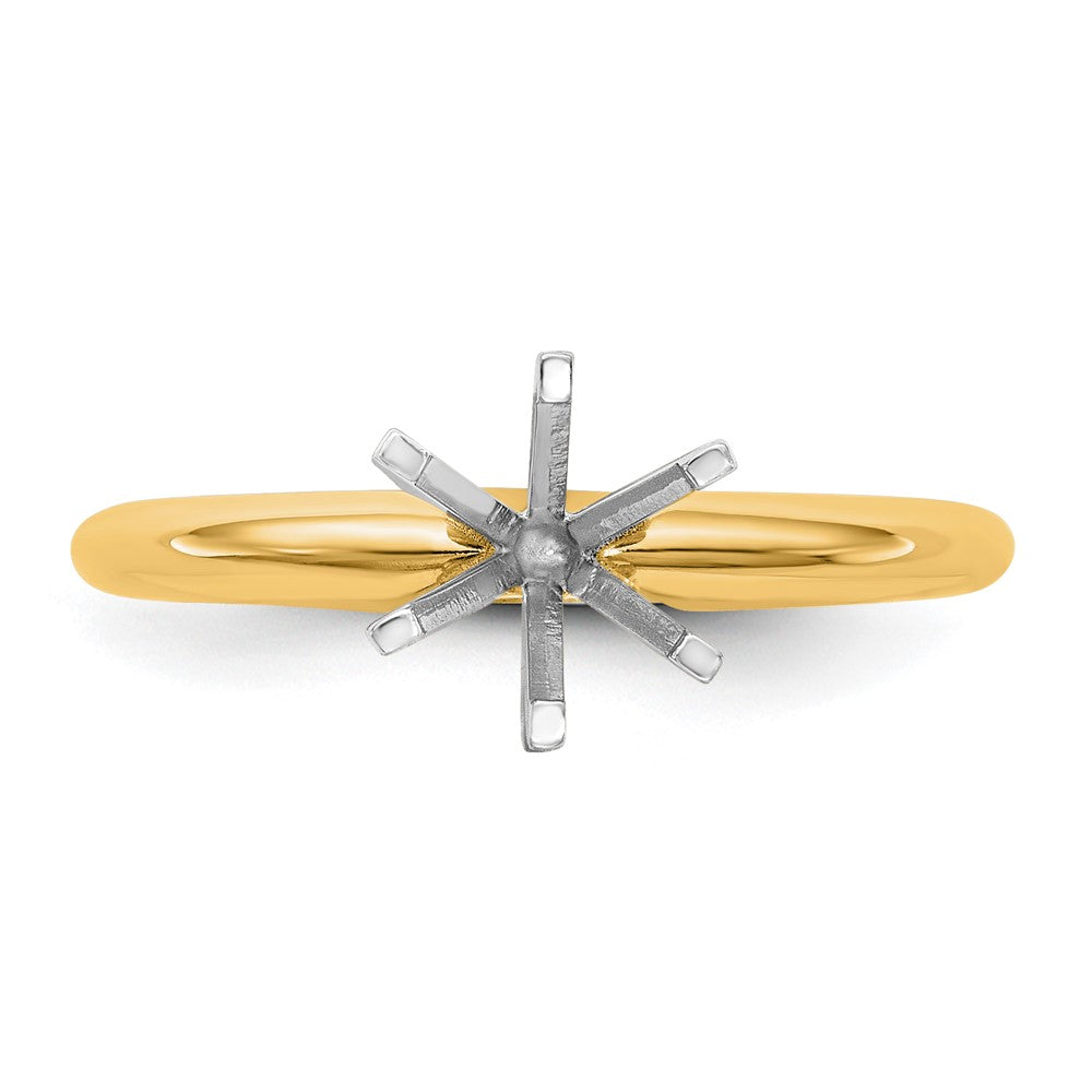 14k Two-Tone 3/4 carat Heavy-Weight Half-Round 6-Prong Round Solitaire Ring Mounting