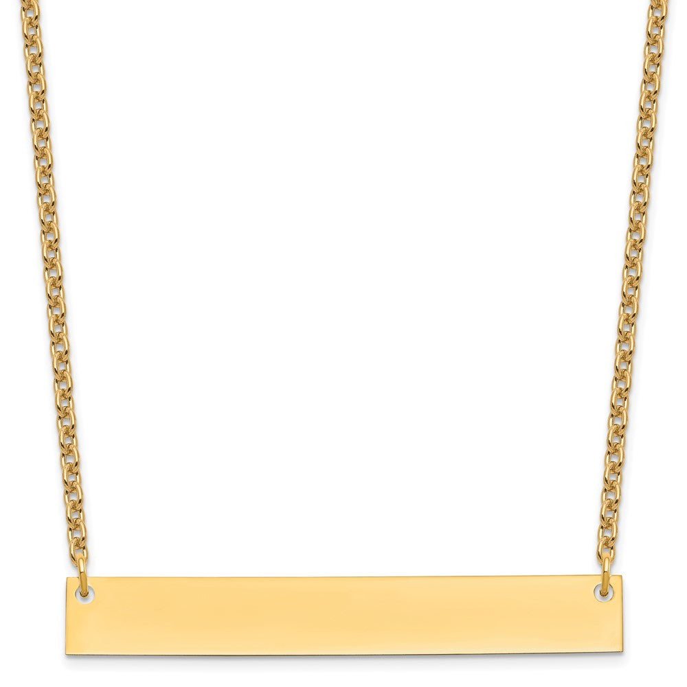 Gold Plated/SS Large Polished Front/Back Blank Bar w/ Chain