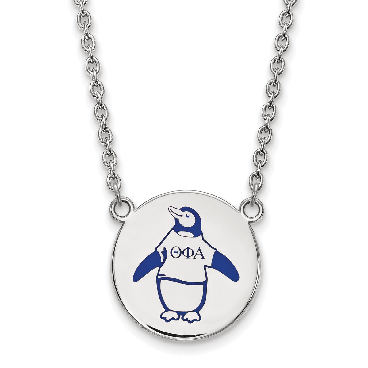 Sterling Silver LogoArt 18in Official Licensed Greek Sororities Theta Phi Alpha (???) Small Enamel Pendant w/Necklace