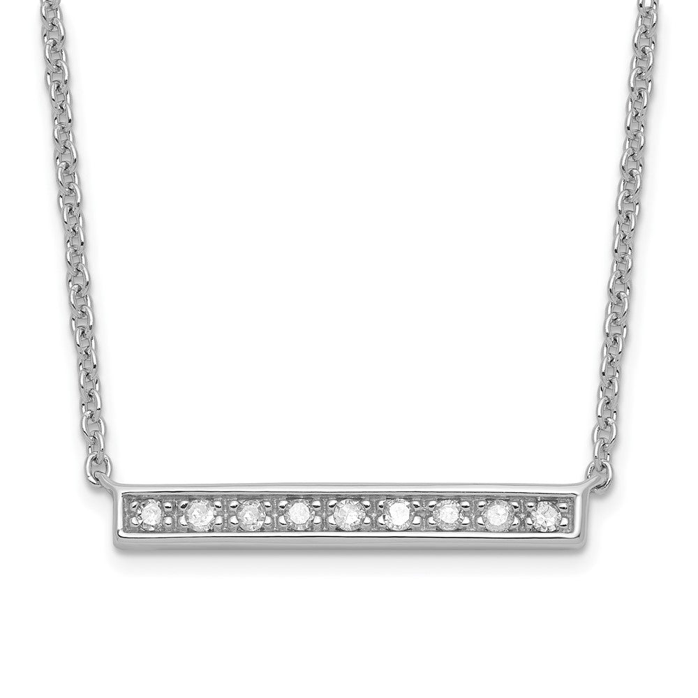 Sterling Silver Polished Diamond Bar Necklace