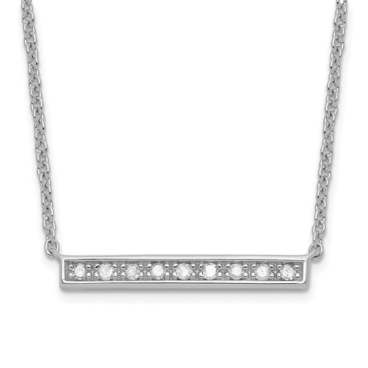 Sterling Silver Polished Diamond Bar Necklace