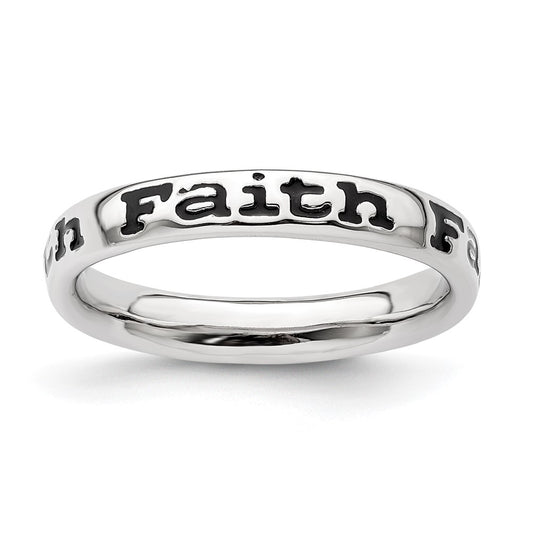 Sterling Silver Stackable Expressions Polished Enameled Faith Ring Size -5
