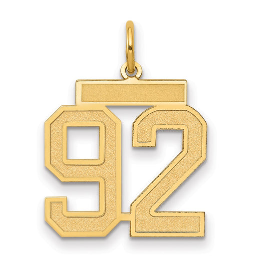 14k Medium Satin Number 92 Charm