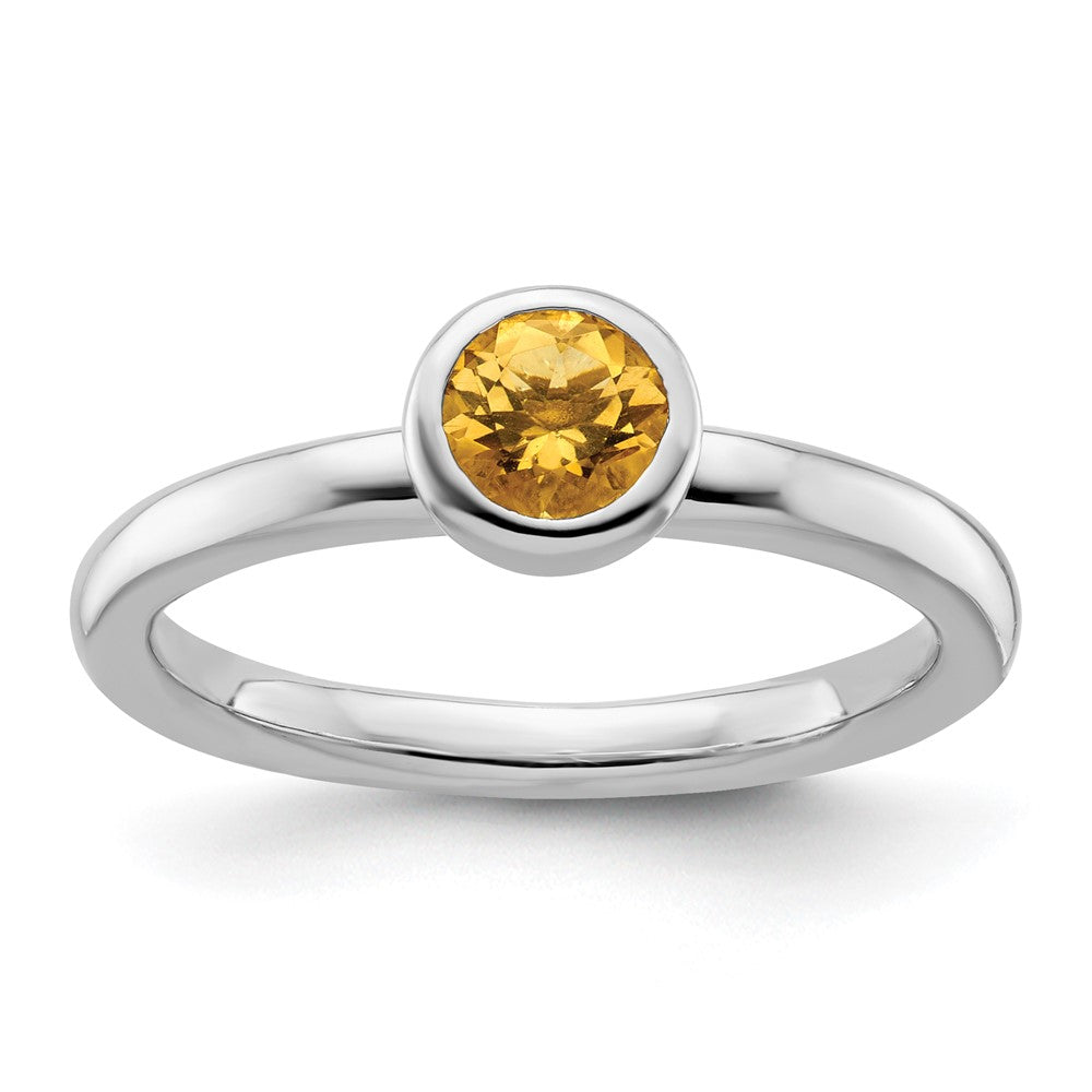 Sterling Silver Stackable Expressions Low 5mm Round Citrine Ring Size -9