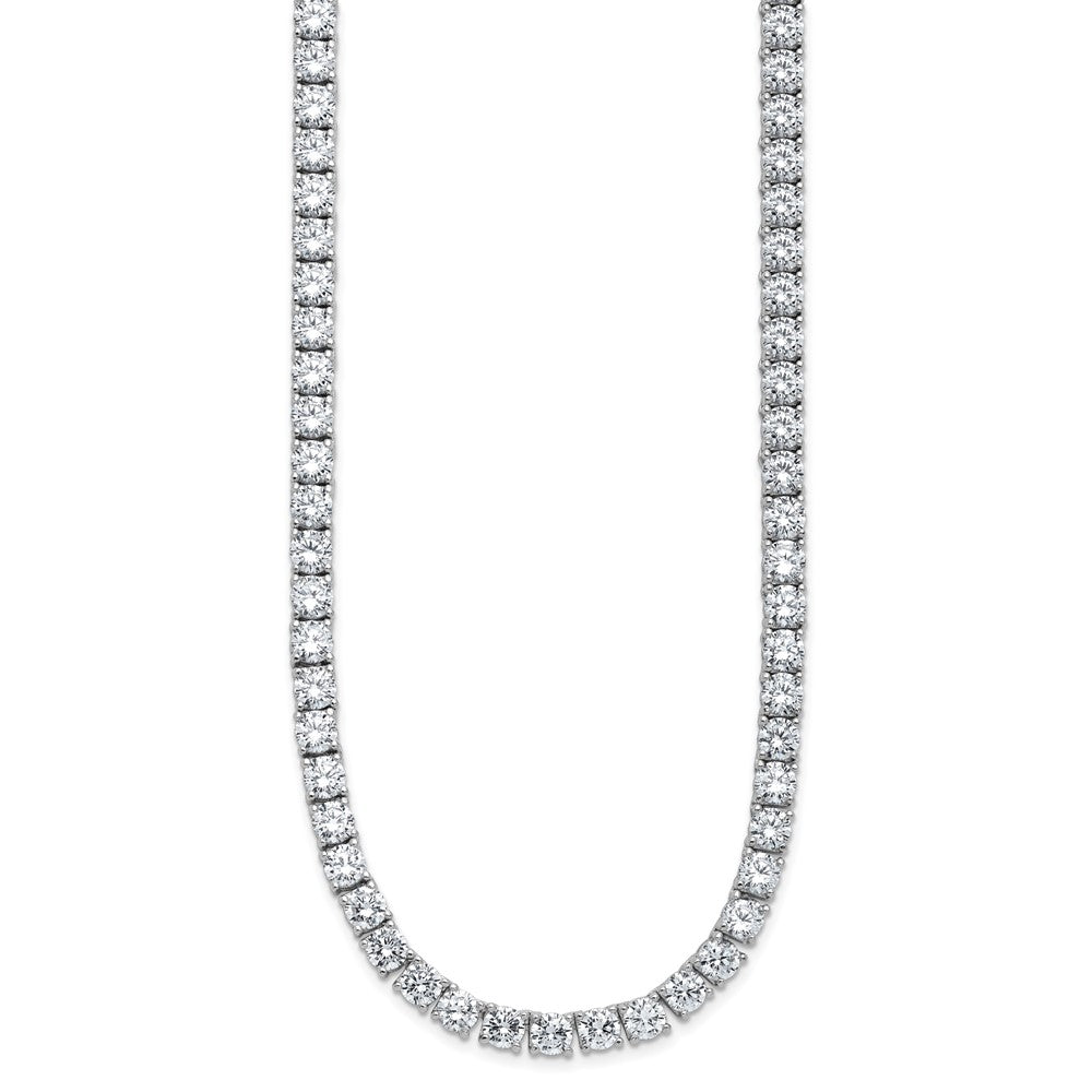 Cheryl M Sterling Silver Rhodium-plated Polished 5.00mm CZ with Safety Clasp Tennis Necklace 24 Inches