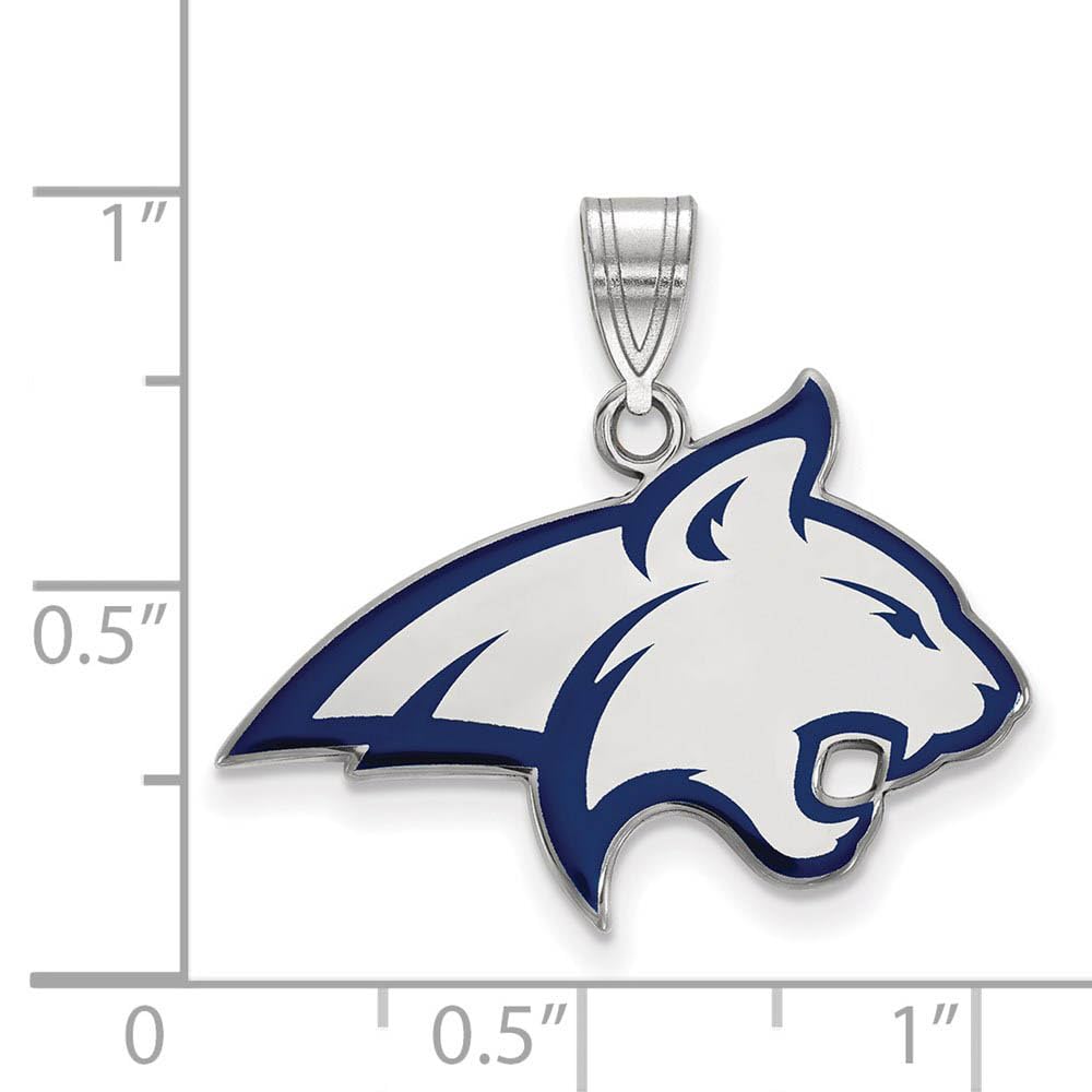 LogoArt Sterling Silver Montana State University Large Enamel Pendant Necklace