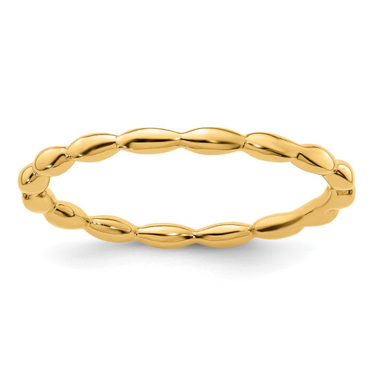 Sterling Silver Stackable Expressions Gold-plated Rice Bead Ring Size -5