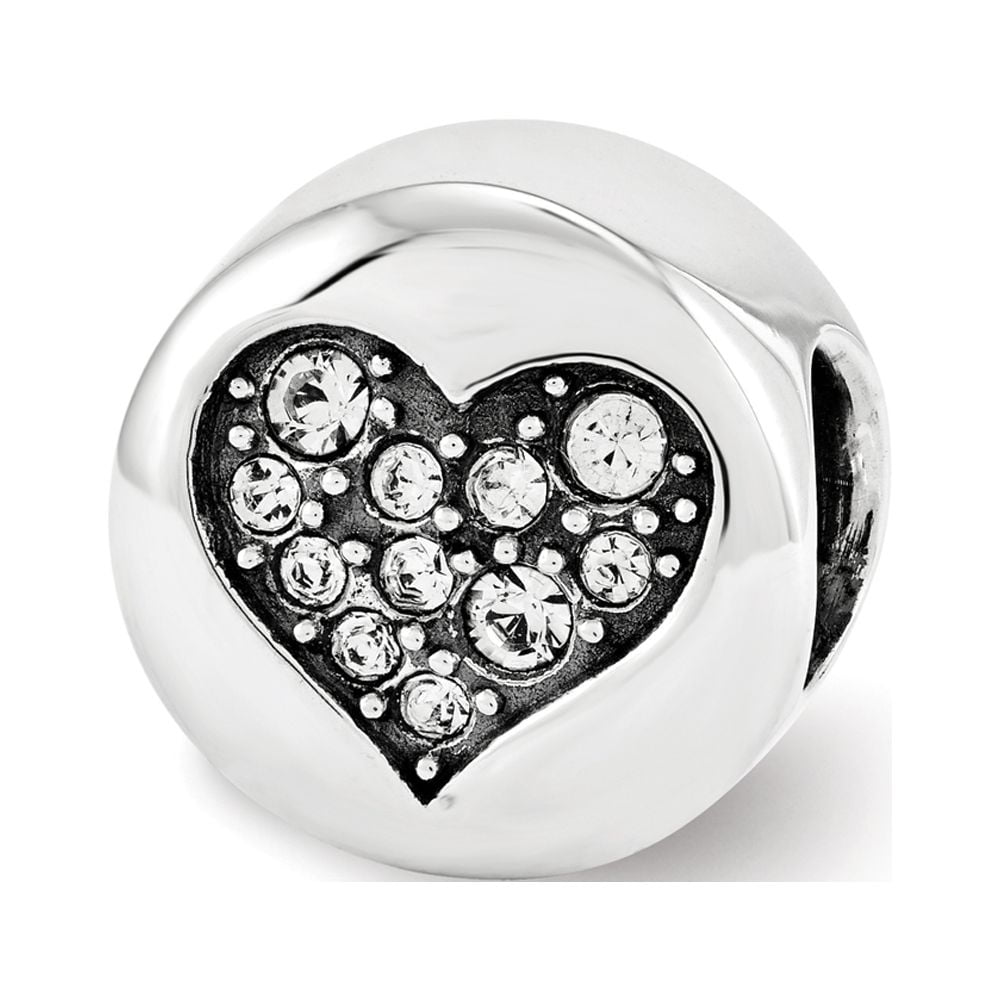 Sterling Silver Reflections April Clear Crystal Love Heart Bead