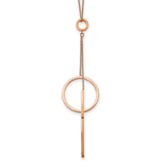 Stainless Steel Polished Rose IP-plated Circle Dan