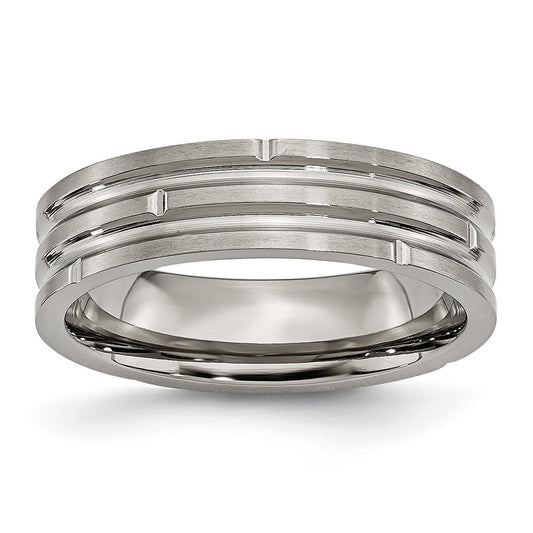 Titanium Polished and Satin 6mm Grooved Band
