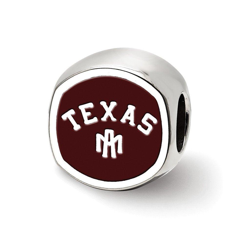 Sterling Silver Texas A&M University Cushion Shaped Bead Charm