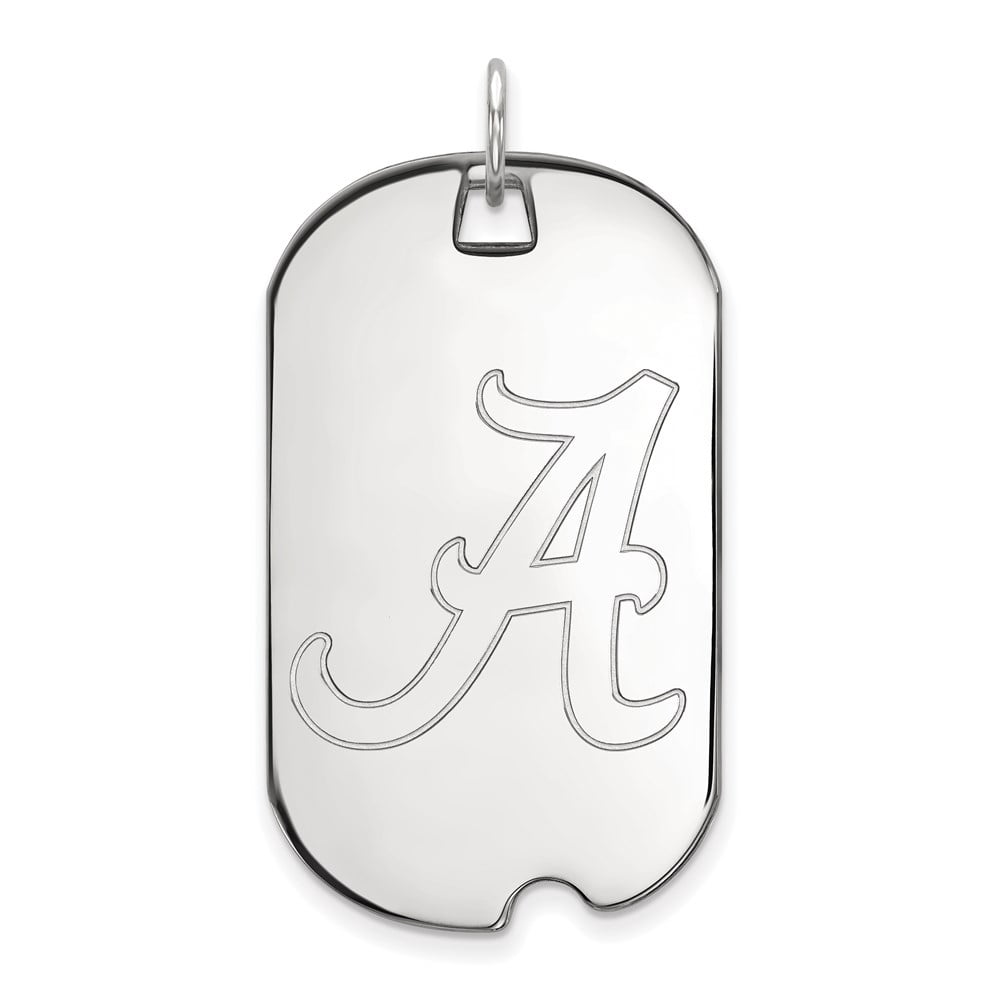 Sterling Silver LogoArt Official Licensed Collegiate University of Alabama (UA) Large Dog Tag