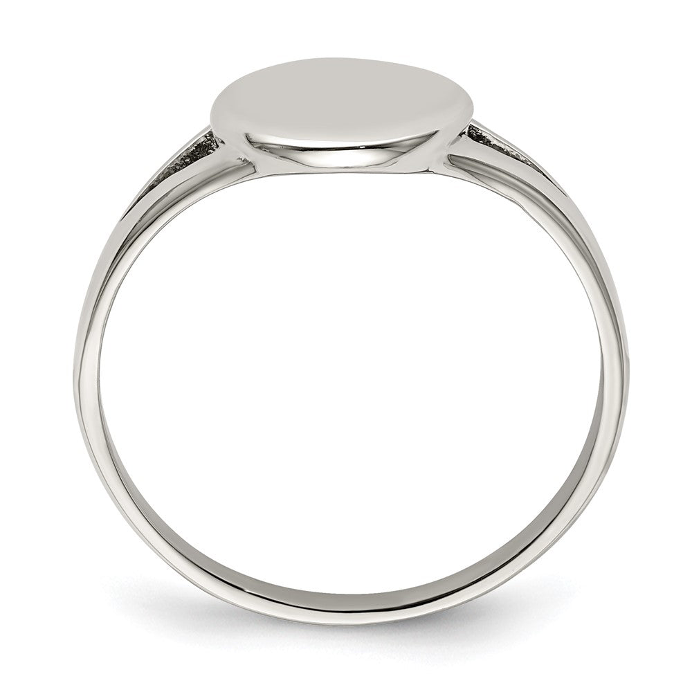 Stainless Steel Polished Oval Disc Ring Size - 8