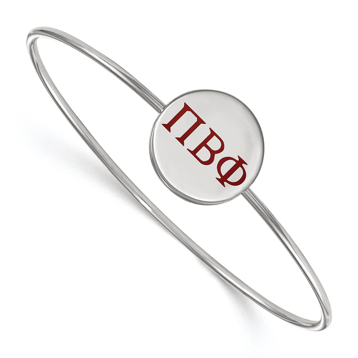 Sterling Silver Official Licensed Greek Sororities Pi Beta Phi (???) Enameled Slip-on Bangle